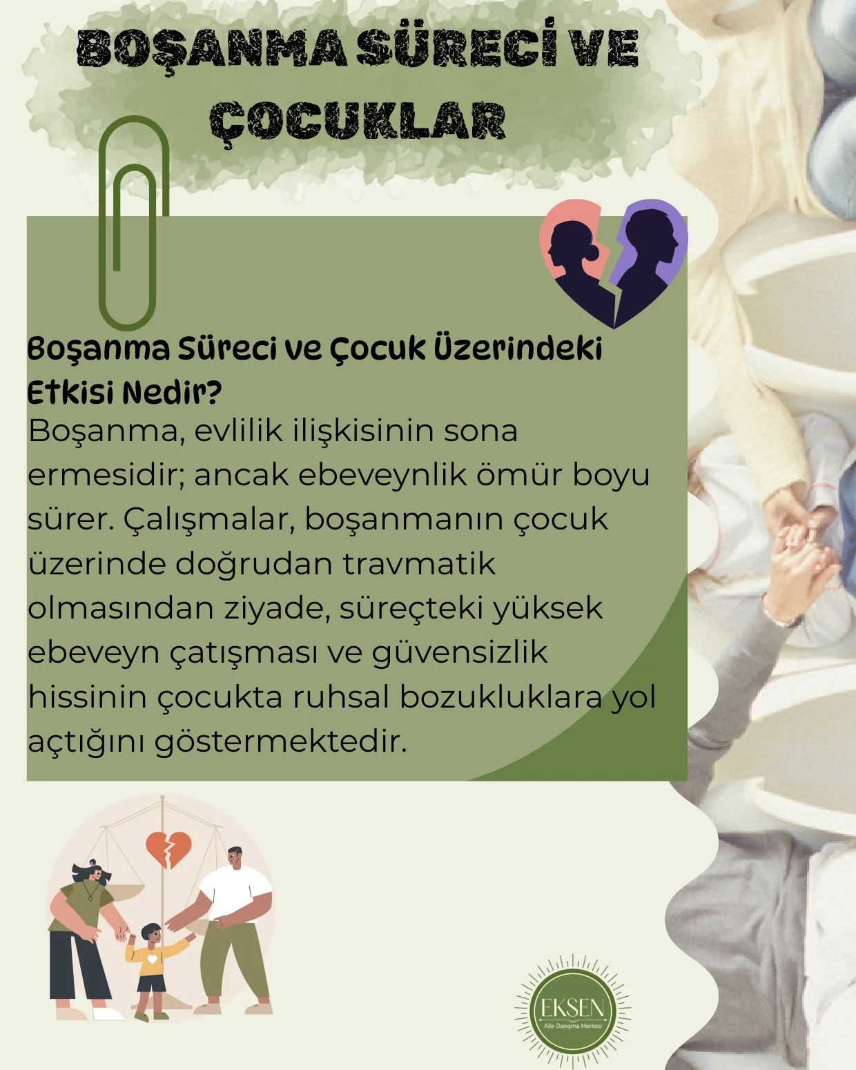 Boşanma süreci ve çocuklar başlıklı Eksen bilgilendirme çalışması